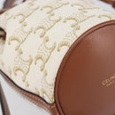CELINE Triomphe Shoulder Bag PVC Leather White Gold Tone Auth ka6681A-12