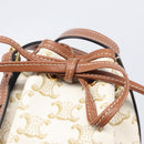CELINE Triomphe Shoulder Bag PVC Leather White Gold Tone Auth ka6681A-16