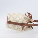 CELINE Triomphe Shoulder Bag PVC Leather White Gold Tone Auth ka6681A-4