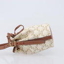 CELINE Triomphe Shoulder Bag PVC Leather White Gold Tone Auth ka6681A-5