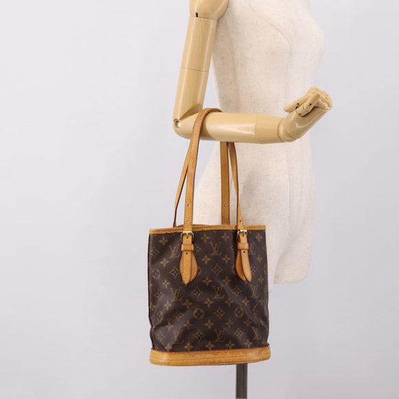 LOUIS VUITTON Monogram Bucket PM Shoulder Bag M42238 LV Auth ka6682