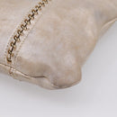CHANEL Luxury Line Chain Tote Bag Leather Silver Gold Tone CC Auth ka6683-12