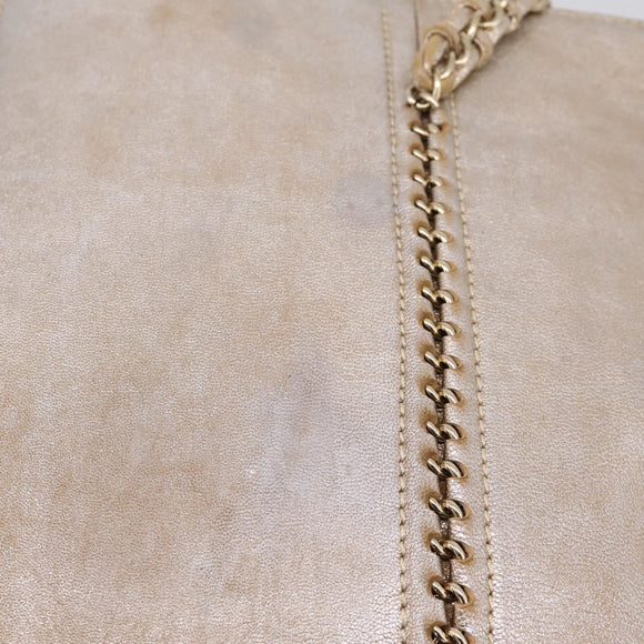 CHANEL Luxury Line Chain Tote Bag Leather Silver Gold Tone CC Auth ka6683