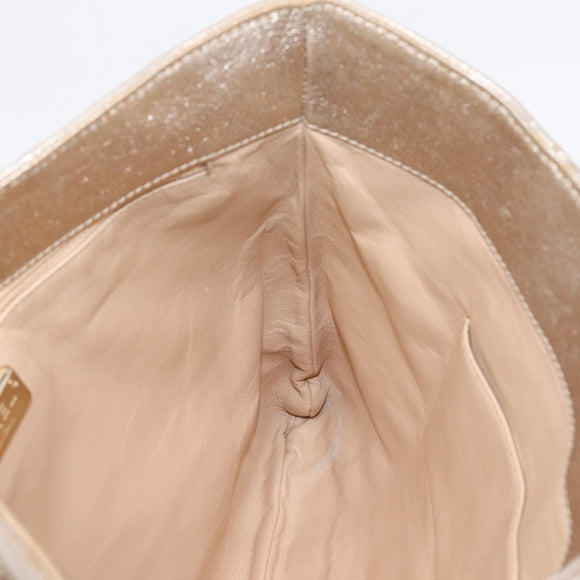 CHANEL Luxury Line Chain Tote Bag Leather Silver Gold Tone CC Auth ka6683