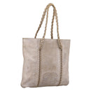 CHANEL Luxury Line Chain Tote Bag Leather Silver Gold Tone CC Auth ka6683-1
