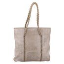 CHANEL Luxury Line Chain Tote Bag Leather Silver Gold Tone CC Auth ka6683-2