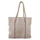 CHANEL Luxury Line Chain Tote Bag Leather Silver Gold Tone CC Auth ka6683-3