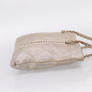 CHANEL Luxury Line Chain Tote Bag Leather Silver Gold Tone CC Auth ka6683-5