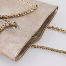 CHANEL Luxury Line Chain Tote Bag Leather Silver Gold Tone CC Auth ka6683-6