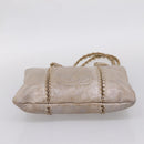 CHANEL Luxury Line Chain Tote Bag Leather Silver Gold Tone CC Auth ka6683-9