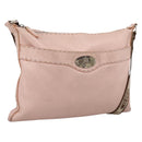 FENDI Celeria Shoulder Bag Leather Beige Silver 8BT093 Auth ka6684-1
