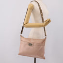 FENDI Celeria Shoulder Bag Leather Beige Silver 8BT093 Auth ka6684-28