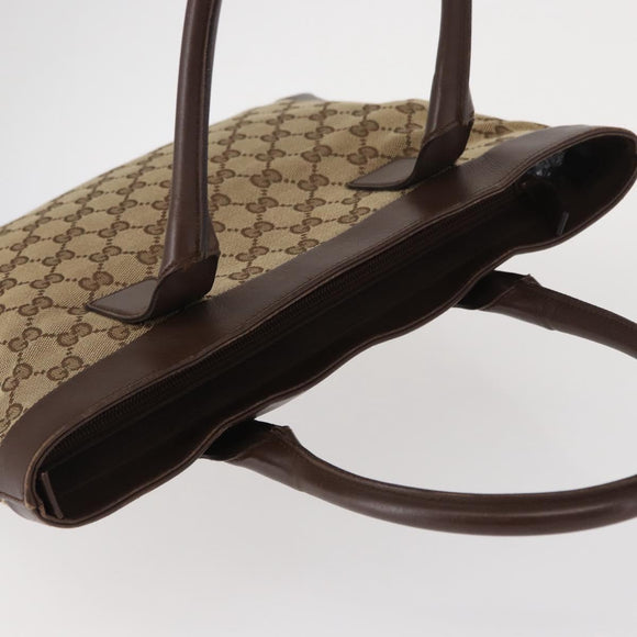 GUCCI GG Canvas Tote Bag Beige Gold 002 1199 Auth ka669