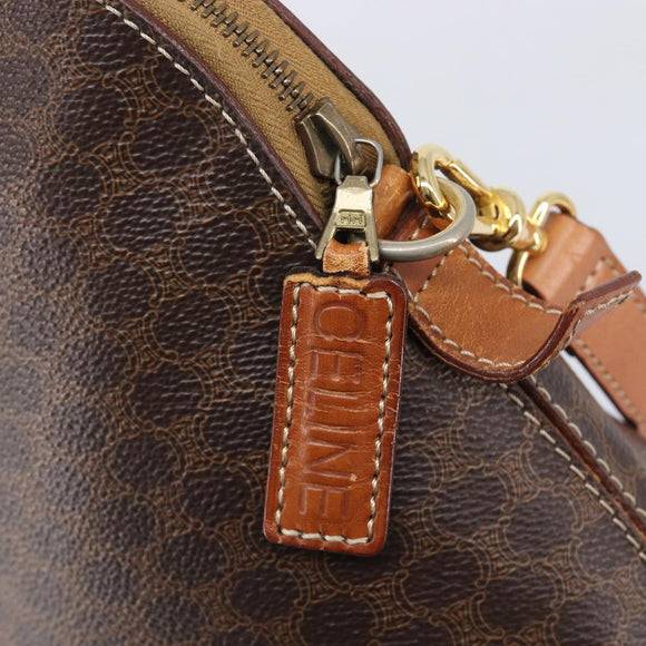CELINE Macadam Hand Bag PVC 2way Brown Gold Tone Auth ka6693
