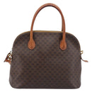 CELINE Macadam Hand Bag PVC 2way Brown Gold Tone Auth ka6693-2