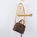 CELINE Macadam Hand Bag PVC 2way Brown Gold Tone Auth ka6693-26