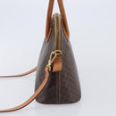 CELINE Macadam Hand Bag PVC 2way Brown Gold Tone Auth ka6693-4