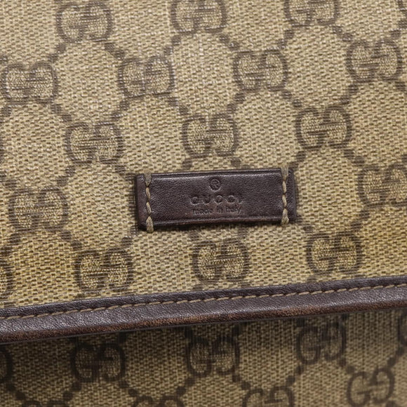 GUCCI GG Supreme Shoulder Bag PVC Beige Silver 223666 Auth ka6698