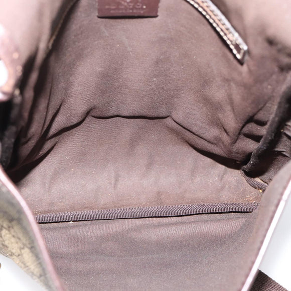 GUCCI GG Supreme Shoulder Bag PVC Beige Silver 223666 Auth ka6698
