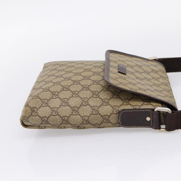 GUCCI GG Supreme Shoulder Bag PVC Beige Silver 223666 Auth ka6698