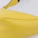 PRADA Triangle Shoulder Bag Leather Yellow Silver Auth ka6699M-10
