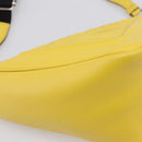 PRADA Triangle Shoulder Bag Leather Yellow Silver Auth ka6699M-11