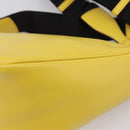 PRADA Triangle Shoulder Bag Leather Yellow Silver Auth ka6699M-12
