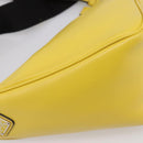 PRADA Triangle Shoulder Bag Leather Yellow Silver Auth ka6699M-13