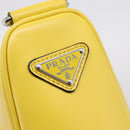 PRADA Triangle Shoulder Bag Leather Yellow Silver Auth ka6699M-14