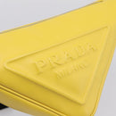 PRADA Triangle Shoulder Bag Leather Yellow Silver Auth ka6699M-15