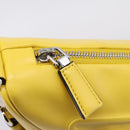 PRADA Triangle Shoulder Bag Leather Yellow Silver Auth ka6699M-16