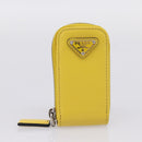 PRADA Triangle Shoulder Bag Leather Yellow Silver Auth ka6699M-22