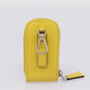 PRADA Triangle Shoulder Bag Leather Yellow Silver Auth ka6699M-23