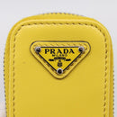 PRADA Triangle Shoulder Bag Leather Yellow Silver Auth ka6699M-25