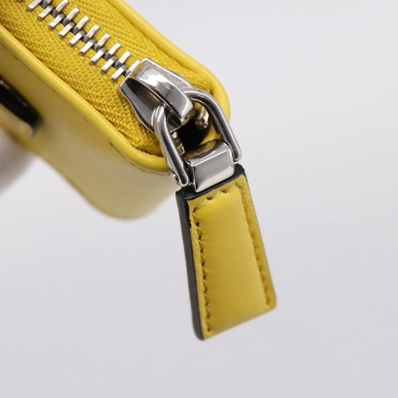 PRADA Triangle Shoulder Bag Leather Yellow Silver Auth ka6699M