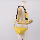 PRADA Triangle Shoulder Bag Leather Yellow Silver Auth ka6699M-29