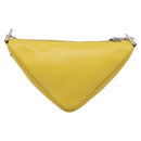 PRADA Triangle Shoulder Bag Leather Yellow Silver Auth ka6699M-3
