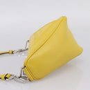 PRADA Triangle Shoulder Bag Leather Yellow Silver Auth ka6699M-4
