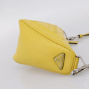 PRADA Triangle Shoulder Bag Leather Yellow Silver Auth ka6699M-5