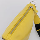 PRADA Triangle Shoulder Bag Leather Yellow Silver Auth ka6699M-6