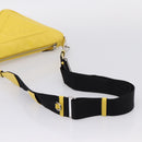 PRADA Triangle Shoulder Bag Leather Yellow Silver Auth ka6699M-7