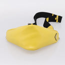 PRADA Triangle Shoulder Bag Leather Yellow Silver Auth ka6699M-9