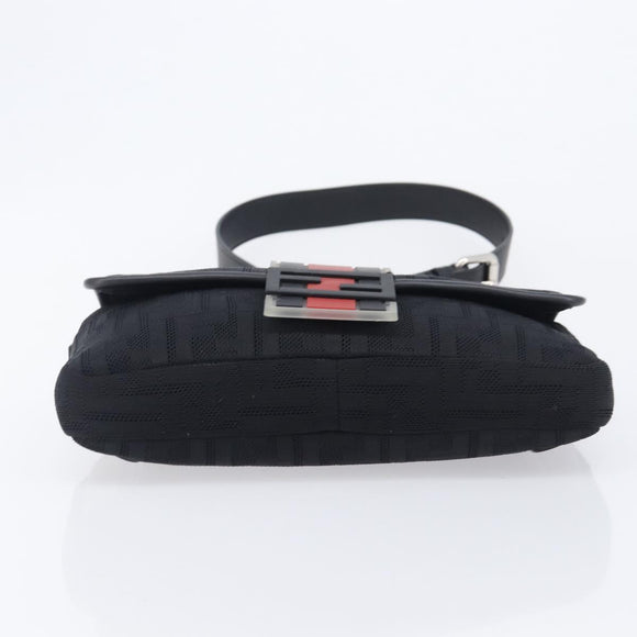 FENDI Zucca Canvas Mamma Baguette Shoulder Bag Black Silver 7VA472 Auth ka6701M