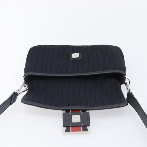 FENDI Zucca Canvas Mamma Baguette Shoulder Bag Black Silver 7VA472 Auth ka6701M