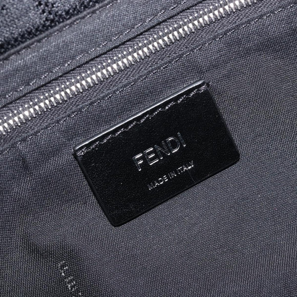 FENDI Zucca Canvas Mamma Baguette Shoulder Bag Black Silver 7VA472 Auth ka6701M