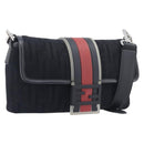 FENDI Zucca Canvas Mamma Baguette Shoulder Bag Black Silver 7VA472 Auth ka6701M-1