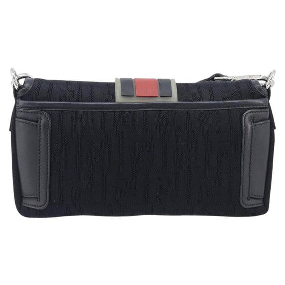 FENDI Zucca Canvas Mamma Baguette Shoulder Bag Black Silver 7VA472 Auth ka6701M