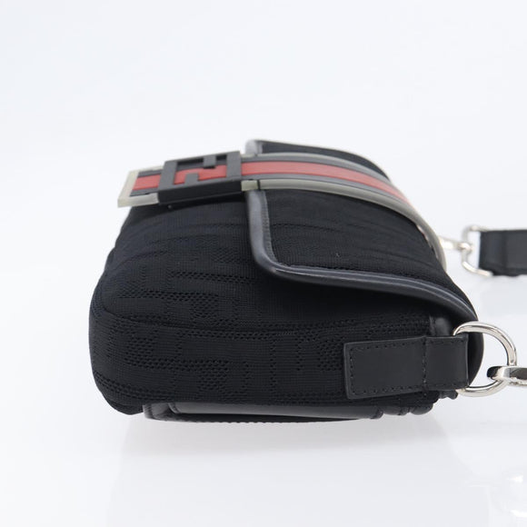 FENDI Zucca Canvas Mamma Baguette Shoulder Bag Black Silver 7VA472 Auth ka6701M
