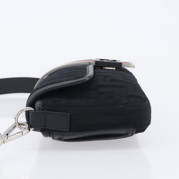 FENDI Zucca Canvas Mamma Baguette Shoulder Bag Black Silver 7VA472 Auth ka6701M