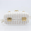 Miu Miu Wicker Hand Bag Raffia 2way White Gold Tone Auth ka6703M-12
